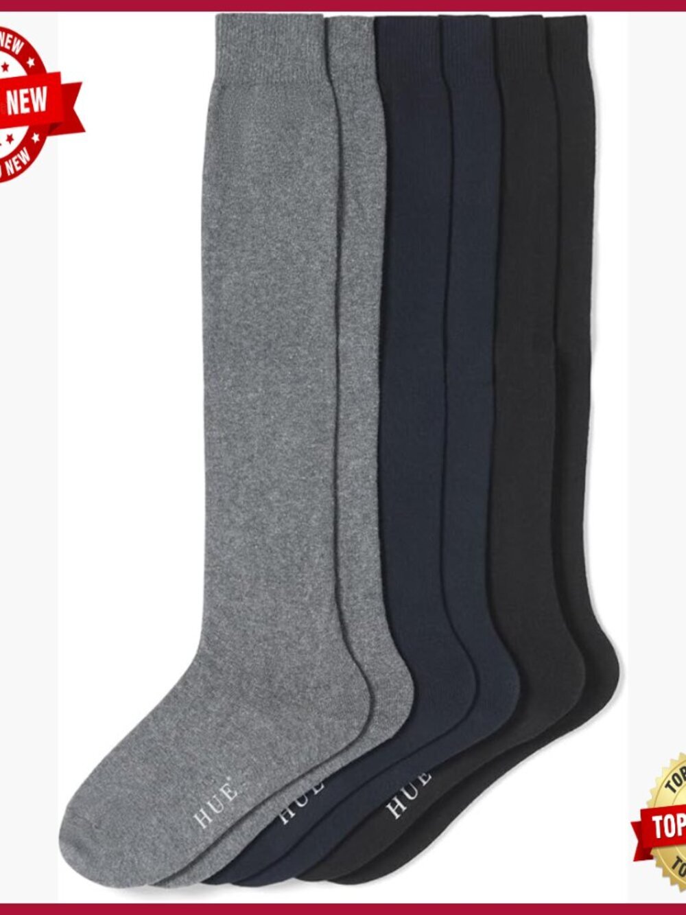 Cotton Blend Knee High Socks 3-Pack Stay Up